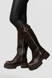 Freya | Women's Suede Knee High Platform Side Zip Boots with Comfortable