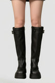 Freya | Women's Suede Knee High Platform Side Zip Boots with Comfortable
