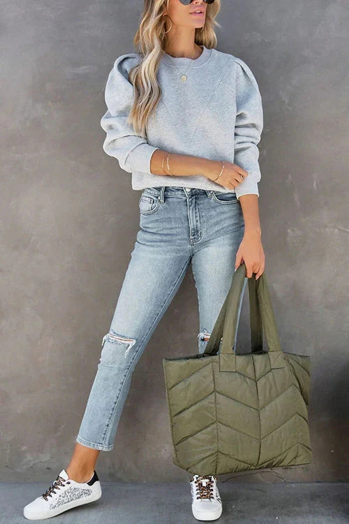 Juna | Women's Crew-Neck Sweatshirt Pullover with Knit Cozy Soft for Layering