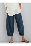 FJØRNA women's lightweight summer tapered cropped trousers with elastic waist, loose fit, and relaxed style.