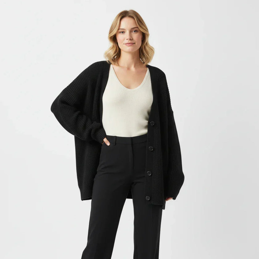 Saga | Women's Oversized Ribbed Knit Button-Front Cardigan