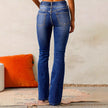 FJØRNA lightweight summer denim bootcut jeans for women with high waist, casual and comfortable fit.