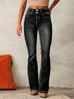 FJØRNA lightweight high-waist denim bootcut jeans for women, showcasing the relaxed fit and classic denim fabric.