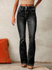 FJØRNA lightweight high-waist denim bootcut jeans for women, showcasing the relaxed fit and classic denim fabric.
