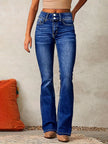 FJØRNA women's lightweight high-waist denim bootcut summer jeans, showing a relaxed fit and classic blue denim fabric.