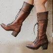 Selina | Women's Knee-High Lace-Up Block-Heel Boots