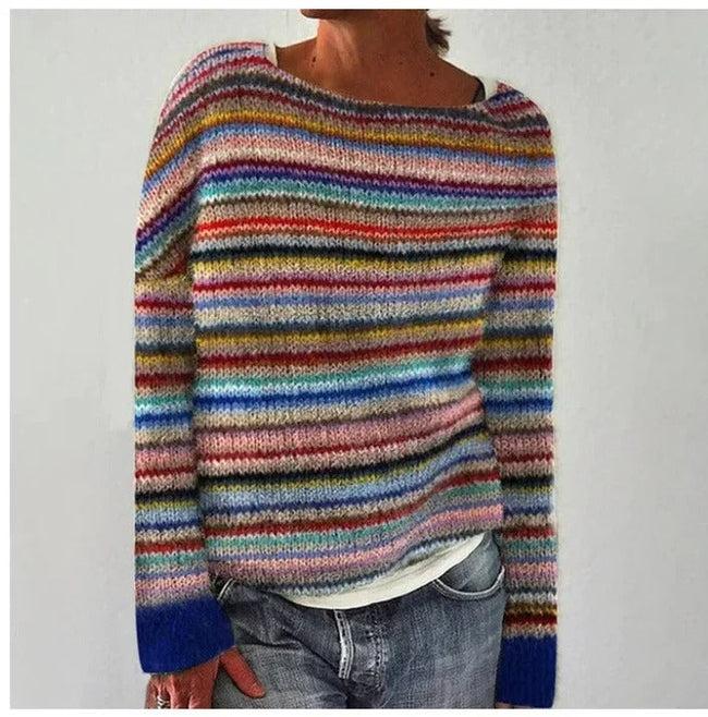 Brigitte | Women's Chic Oversized Knit Nordic Sweater Pullover with Round-Neck Hooded Star Print Cozy for Autumn