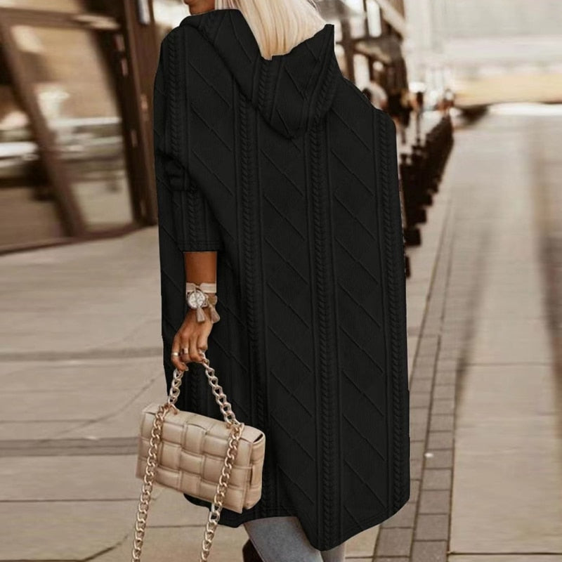 Hooded Cardigan Longline Soft Knit Cardigan Sweater | Johanna
