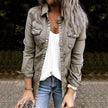 Denim Shirt Jacket Women Relaxed Fit Button Front Chest Pockets