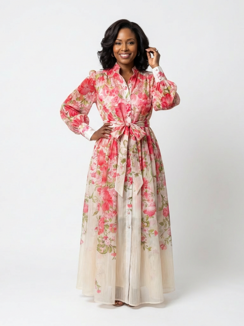 warm maxi dresses Bronze Grey Warm Cotton Corduroy Fit and Flare Maxi Dress 36" / Custom Height (Free)