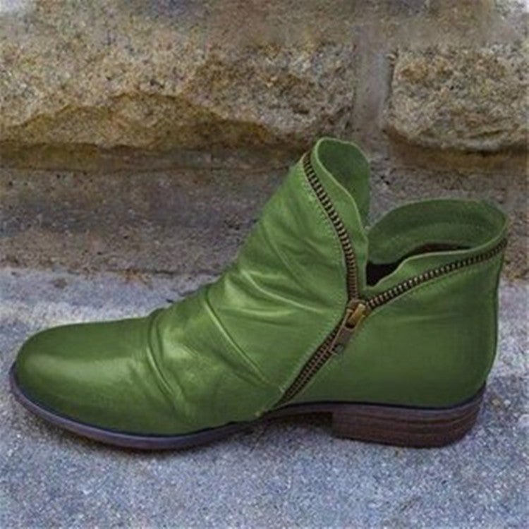 Victoria | Women's Leather Boots with Practical Zipper Comfortable Casual Everyday