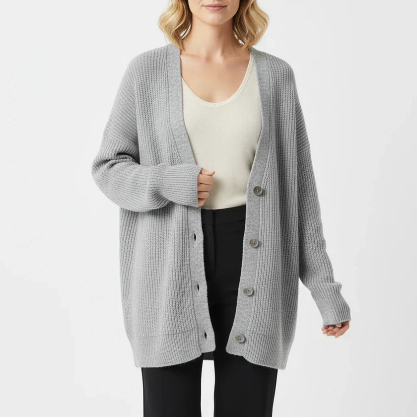 Saga | Women's Oversized Ribbed Knit Button-Front Cardigan