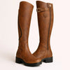 Elin | Women's Waterproof Knee High Buckle Detail Boots with Leather Comfortable