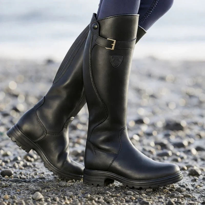 Elin | Women's Waterproof Knee High Buckle Detail Boots with Leather Comfortable