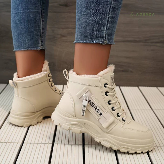 Jill | Women's Waterproof Lace Up Fur Lined Ankle Boots with Chunky