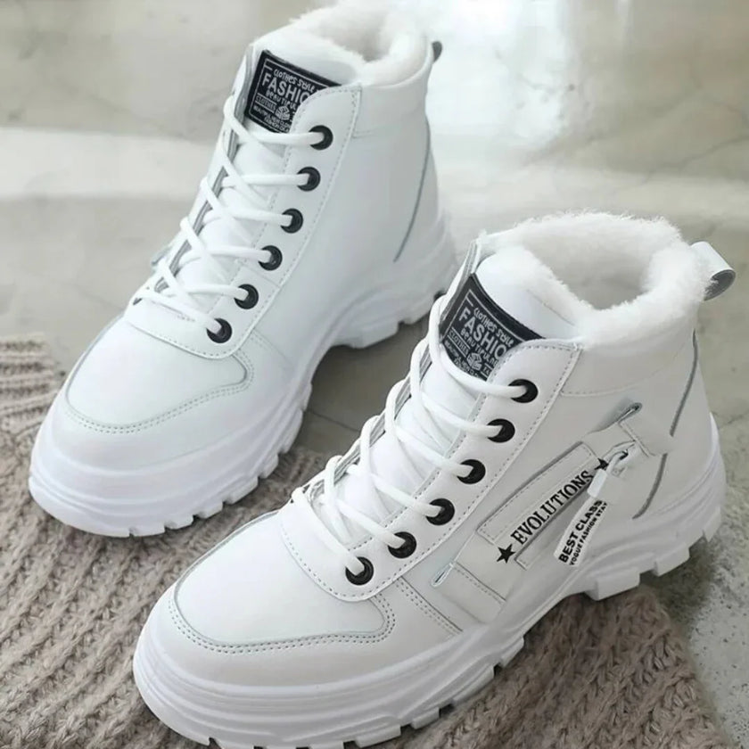 Jill | Women's Waterproof Lace Up Fur Lined Ankle Boots with Chunky