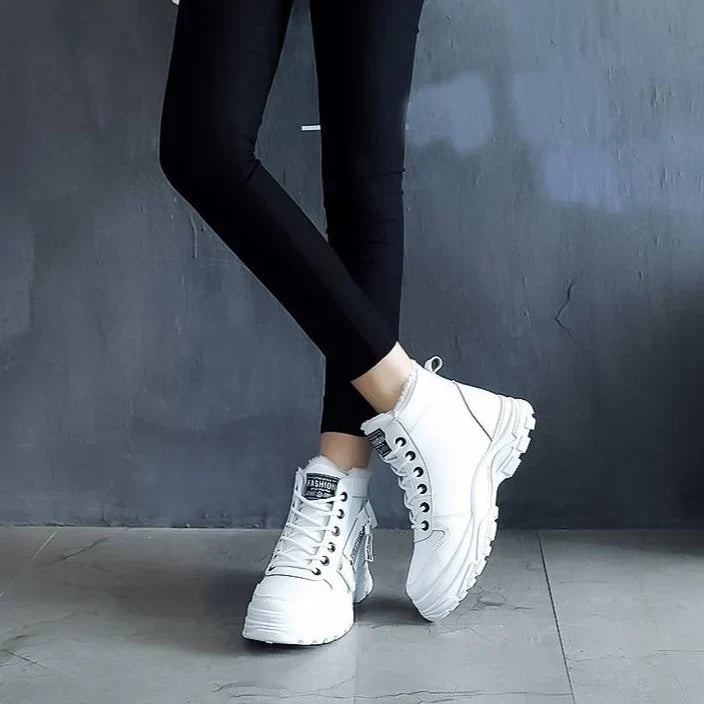 Jill | Women's Waterproof Lace Up Fur Lined Ankle Boots with Chunky