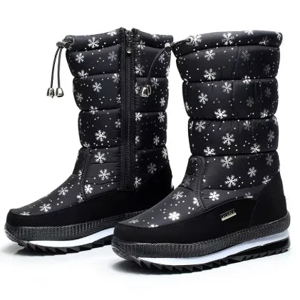 Maud | Women's Waterproof Winter Snow Puffer Zip Boots with Comfortable Casual