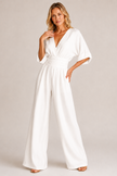 Jumpsuit Women Three-Quarter Sleeve High Waist Wide Leg