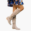Juna | Women's Knee High Side Zip Block Heel Boots with Comfortable