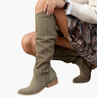 Juna | Women's Knee High Side Zip Block Heel Boots with Comfortable