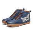 Tessa | Women's Lace Up Ankle Cat Print Boots with Comfortable Casual