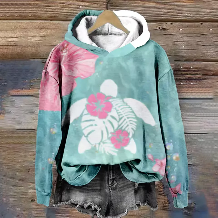 Esmee | Women's Ribbed Floral Hooded Sweater Pullover with Knit Cozy Soft