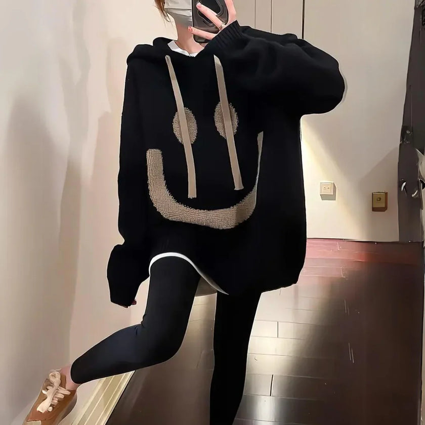 Noor | Women's Oversized Knit Hooded Sweater Pullover with Cozy Soft Long-Sleeve