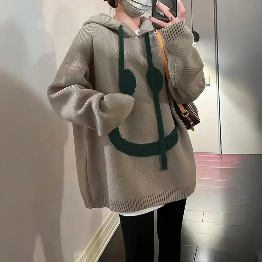 Noor | Women's Oversized Knit Hooded Sweater Pullover with Cozy Soft Long-Sleeve