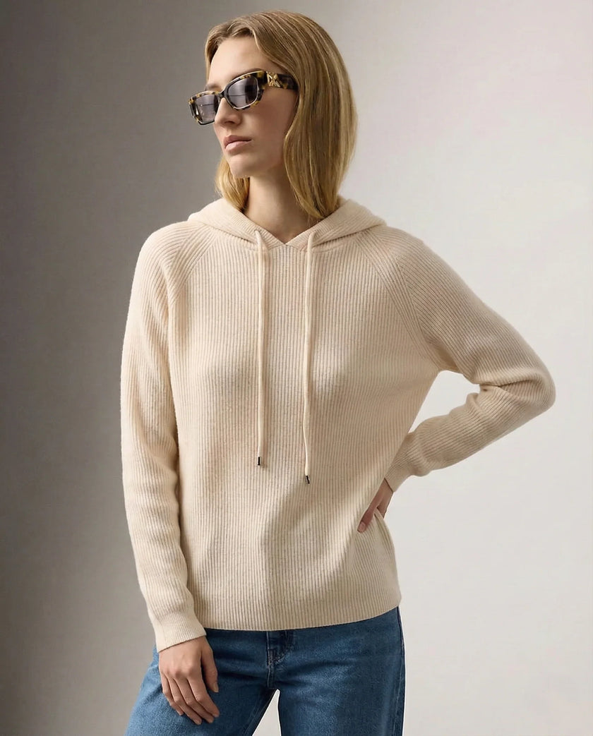 Maren | Women's Ribbed Knit Hooded Sweater Pullover with Cozy Soft Long-Sleeve