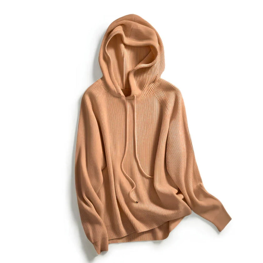 Maren | Women's Ribbed Knit Hooded Sweater Pullover with Cozy Soft Long-Sleeve