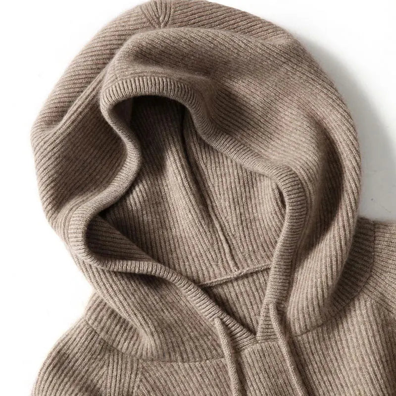 Maren | Women's Ribbed Knit Hooded Sweater Pullover with Cozy Soft Long-Sleeve