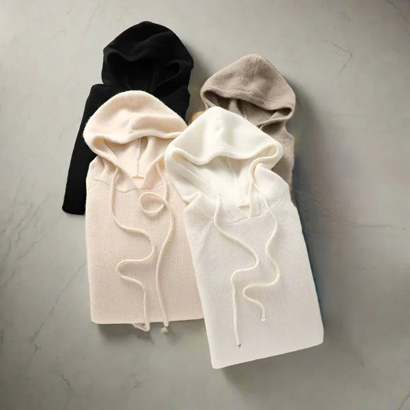Maren | Women's Ribbed Knit Hooded Sweater Pullover with Cozy Soft Long-Sleeve