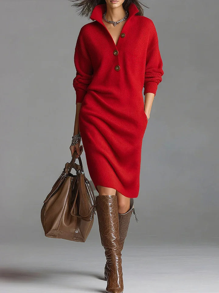None | Women's Button-Front Sweater Pullover with Long-Sleeve Cozy Soft Knit Warm