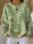 Hanne | Women's Waffle-Knit Ribbed Crew-Neck Sweatshirt Pullover with Cozy Soft Long-Sleeve