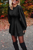 Livia | Women's Sweatshirt Dress Mini Long Sleeve Gathered Waist with Elegant