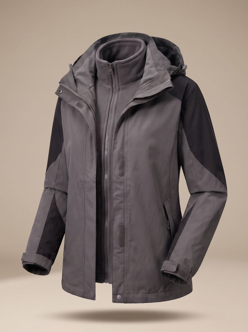 Fleece Jacket Hooded 2 in 1 Removable Liner Water Resistant Winter Jacket | Jenny