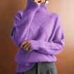 Sofie | Women's Argyle Knit Relaxed Turtleneck Sweater with Geometric for Casual