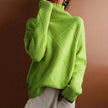 Sofie | Women's Argyle Knit Relaxed Turtleneck Sweater with Geometric for Casual