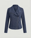 Faux Suede Biker Jacket Women Tailored Asymmetric Zip Moto