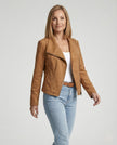 Faux Suede Biker Jacket Women Tailored Asymmetric Zip Moto