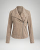 Faux Suede Biker Jacket Women Tailored Asymmetric Zip Moto