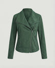 Faux Suede Biker Jacket Women Tailored Asymmetric Zip Moto