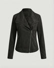 Faux Suede Biker Jacket Women Tailored Asymmetric Zip Moto