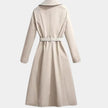 Trench Coat Women Belted Midi A-Line Classic Flap Pocket
