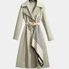 Trench Coat Women Belted Midi A-Line Classic Flap Pocket