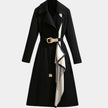 Trench Coat Women Belted Midi A-Line Classic Flap Pocket