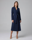 Trench Coat Women Wool Blend Belted Long Lapel