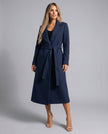 Trench Coat Women Wool Blend Belted Long Lapel