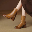 Harper | Women's Block-Heel Side-Zip Leather Ankle Boots